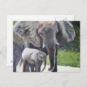 Carte Postale Famille des éléphants (Devant / Derrière)