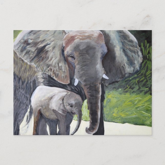 Carte Postale Famille des éléphants (Devant)