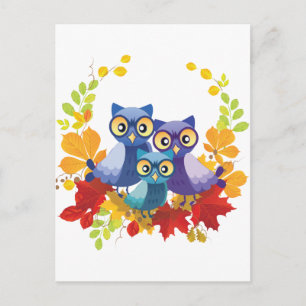 Carte Postale Famille d'hibou d'automne