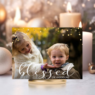 Carte Postale Famille d'or moderne BÉNÉFICIÉ de Noël Photo
