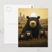 Carte Postale Famille d'ours Dapper dans un royaume floral (Devant / Derrière)