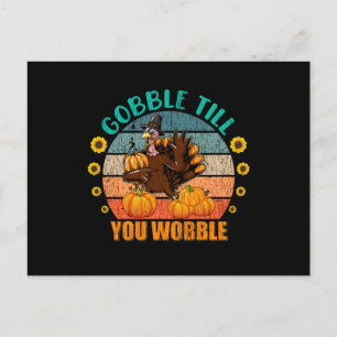 Carte Postale Famille Gobble Enfants Correspondance Thanksgiving