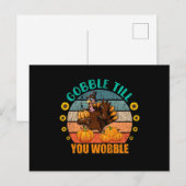 Carte Postale Famille Gobble Enfants Correspondance Thanksgiving (Devant / Derrière)