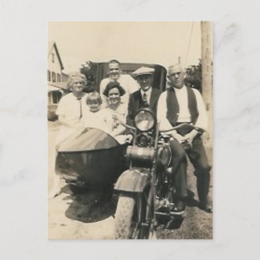 Carte Postale famille moto et sidecar (Devant)