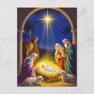 Carte Postale Famille sainte de la Nativité traditionnelle