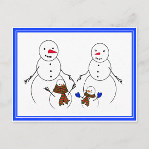 Carte Postale Famille Snowman