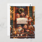 Carte Postale Famille super mignonne pendant Noël (Devant / Derrière)
