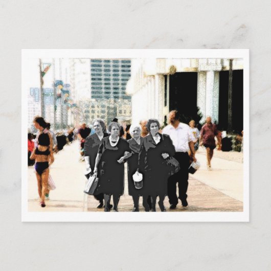 Carte Postale Famille sur la promenade (Devant)