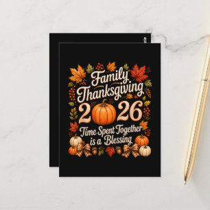 Carte Postale Famille Thanksgiving 2026 Équipe de Thanksgiving