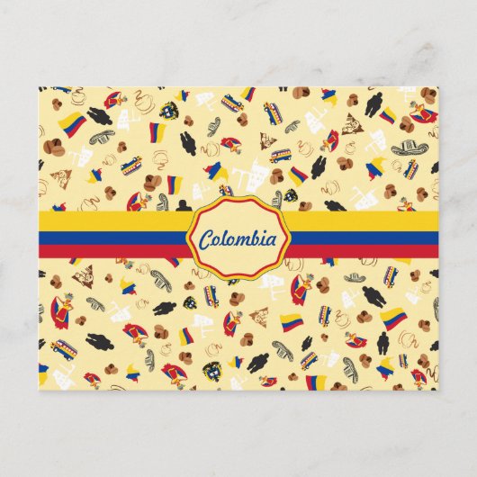 Carte Postale Famous Items of Colombia with flag (Devant)