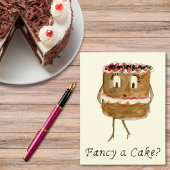 Carte Postale Fancy a Cake Funny Chocolat Quirky Cartoon Art