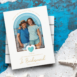 Carte Postale Fancy Jr Bridesmaid Blue Heart Photo Proposition