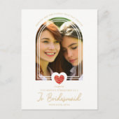 Carte Postale Fancy Jr Bridesmaid Red Heart Photo Proposal (Devant)