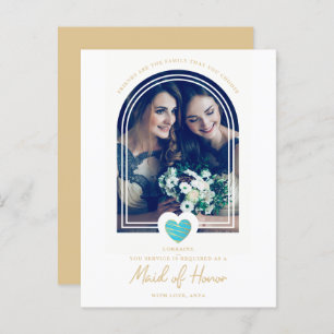 Carte Postale Fancy Maid of Honor Blue Heart Photo Proposition