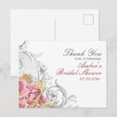 Carte Postale Fancy Pink Floral Mariage (Devant / Derrière)
