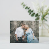 Carte Postale Fancy Script Photo Mariage Merci (Debout devant)