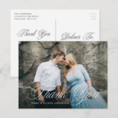 Carte Postale Fancy Script Photo Mariage Merci (Devant / Derrière)