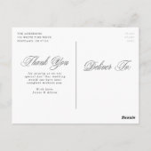 Carte Postale Fancy Script Photo Mariage Merci (Dos)
