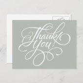 Carte Postale Fancy Script Silver Gray Thank (Devant / Derrière)