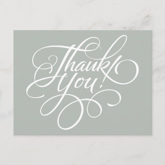 Carte Postale Fancy Script Silver Gray Thank (Devant)