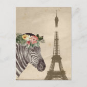 Carte Postale Fancy Zebra & Tour Eiffel (Devant)