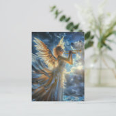 Carte Postale Fanfare céleste Angel Jouer Trumpet (Debout devant)
