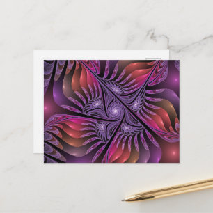 Carte Postale Fantaisie Abstraite Trippy Violette Fractale Color