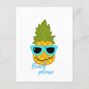 Carte Postale Fantaisie D'Ananas Avec Lunettes De Soleil Été