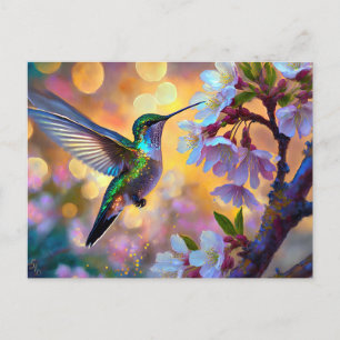 Carte Postale Fantaisie de Fleurs de Cerisier Lever de Soleil Co