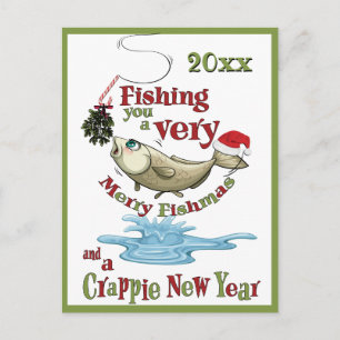 Carte Postale Fantaisie de pêche Noël - Merry Fishmas Mistletoe