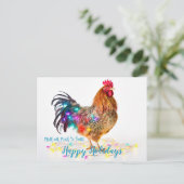 Carte Postale Fantaisie Jardin poulet Rooster feux de Noël (Debout devant)