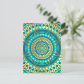 Carte Postale Fantaisie Mandala Bleu Or (Debout devant)