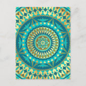 Carte Postale Fantaisie Mandala Bleu Or (Devant)