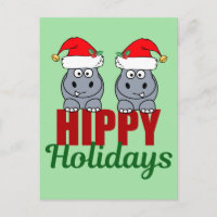 Fantaisie Noël Hippo Pun mignonne Green Holiday
