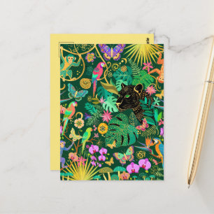 Carte Postale Fantasie surréaliste exotique dorée de la jungle