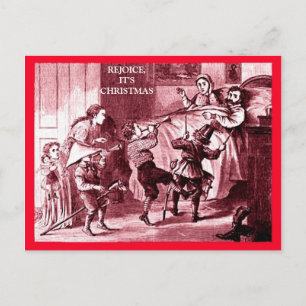 Carte Postale Fantastique Noël de famille, Enfants excités Fatig