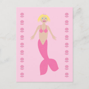 Carte Postale Fantastique Sirène Rose