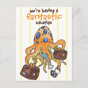 Carte Postale Fantastique Vacances amusant Cartoon Octopus