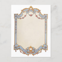 Fantastique Vintage français Cadre bleu or Rose