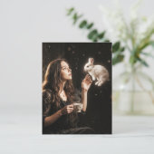 Carte Postale Fantasy Art Surreal Tea Time With White Rabbit  (Debout devant)