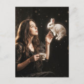 Carte Postale Fantasy Art Surreal Tea Time With White Rabbit  (Devant)