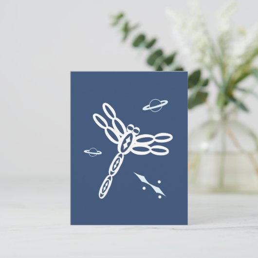 Carte Postale Fantasy Dragonfly and OuterSpace Rift, blue, white (Debout devant)