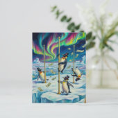 Carte Postale Fantasy Funny Dancing Penguins North Pole (Debout devant)