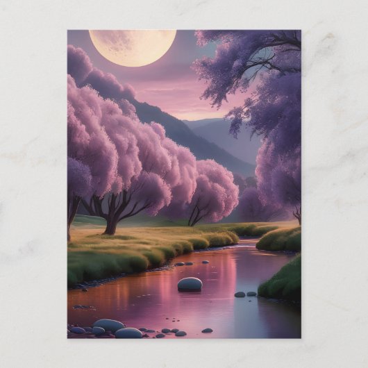 Carte Postale Fantasy Moonlit River Dreamscape Illustration (Devant)