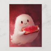 Carte Postale Fantôme adorable avec pain grillé et confiture (Devant)