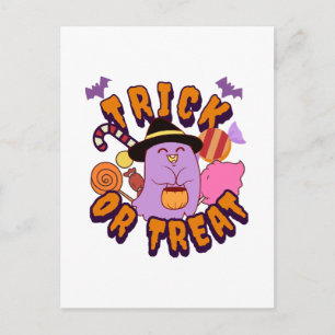 Carte Postale Fantôme adorable d'Halloween Trick or Treat