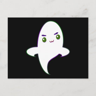Carte Postale Fantôme de Halloween vilain Kawaii
