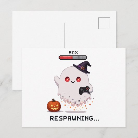 Carte Postale Fantôme de jeu Halloween Respawning (Devant / Derrière)