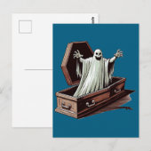 Carte Postale fantôme d'halloween sortant de cercueil (Devant / Derrière)