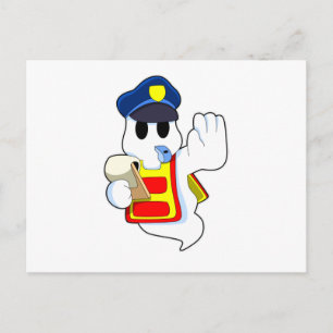 Carte Postale Fantôme en policier avec Sifflet